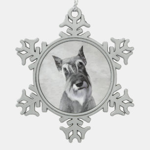Schnauzer (Giant) Painting - Dog Art Snowflake Pewter Christmas Ornament