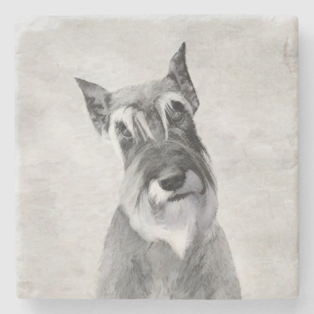 Schnauzer (Giant) Painting - Dog Art Stone Coaster (Front)