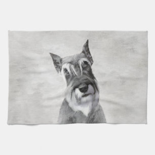 Schnauzer (Giant) Painting - Dog Art Tea Towel