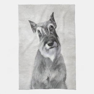 Schnauzer (Giant) Painting - Dog Art Tea Towel