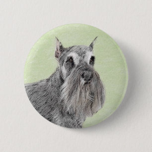 Schnauzer (Giant, Standard) Painting - Dog Art 6 Cm Round Badge