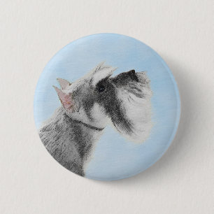 Schnauzer (Giant, Standard) Painting - Dog Art 6 Cm Round Badge