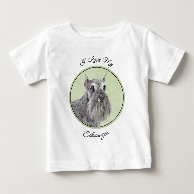 Schnauzer (Giant, Standard) Painting - Dog Art Baby T-Shirt (Front)