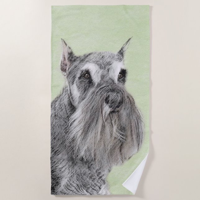 Schnauzer (Giant, Standard) Painting - Dog Art Beach Towel (Front)