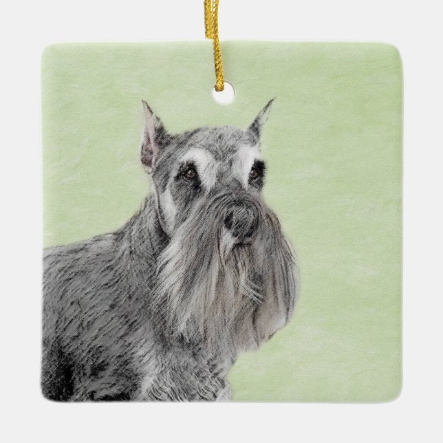 Schnauzer (Giant, Standard) Painting - Dog Art Ceramic Ornament (Front)