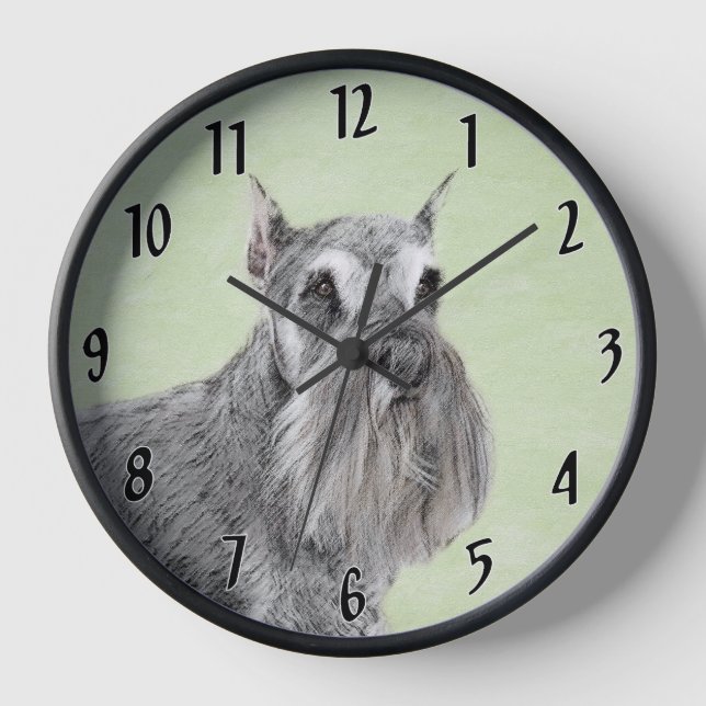 Schnauzer (Giant, Standard)  Painting - Dog Art Clock (Front)