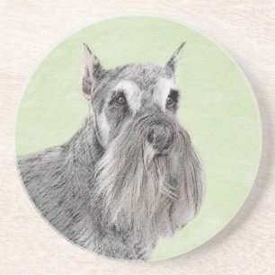 Schnauzer (Giant, Standard) Painting - Dog Art Coaster