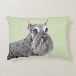 Schnauzer (Giant, Standard) Painting - Dog Art Decorative Cushion