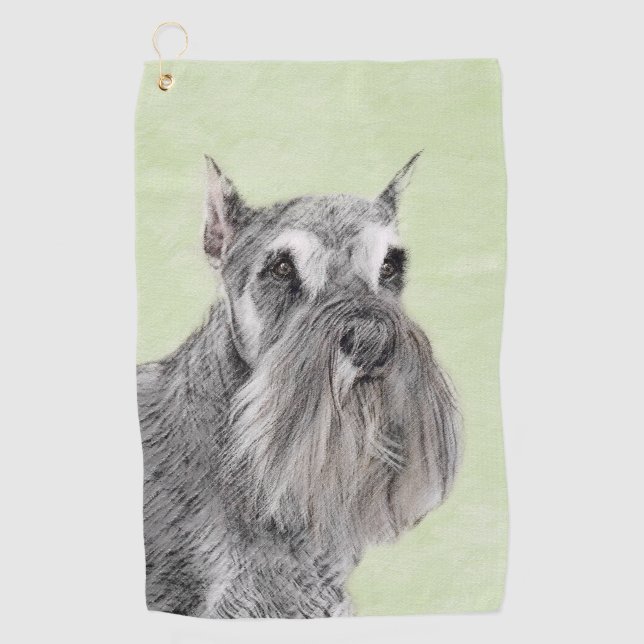 Schnauzer (Giant, Standard) Painting - Dog Art Golf Towel (Front)