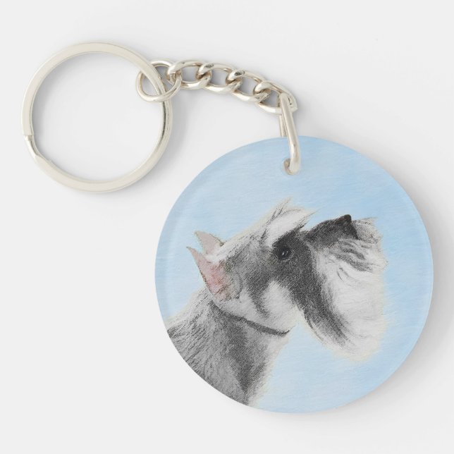 Schnauzer (Giant, Standard)  Painting - Dog Art Key Ring (Front)