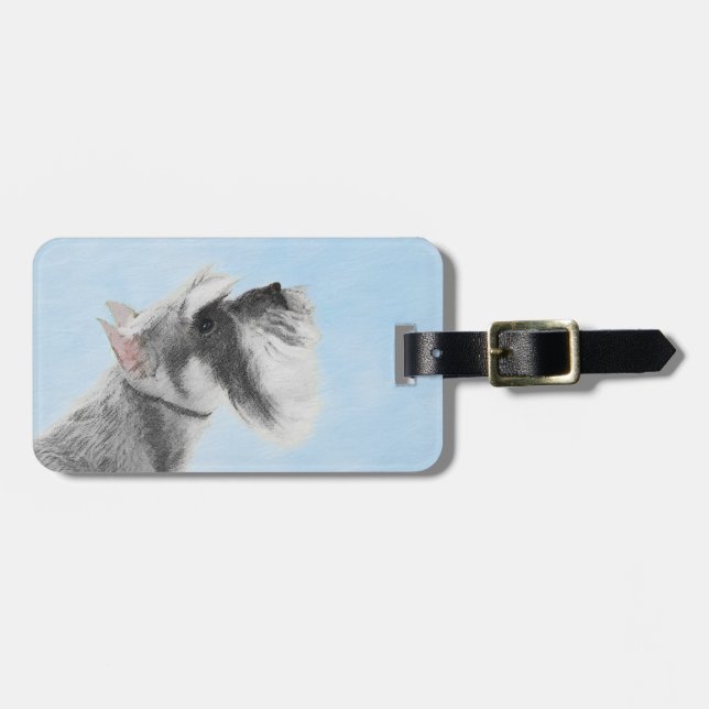 Schnauzer (Giant, Standard) Painting - Dog Art Luggage Tag (Front Horizontal)
