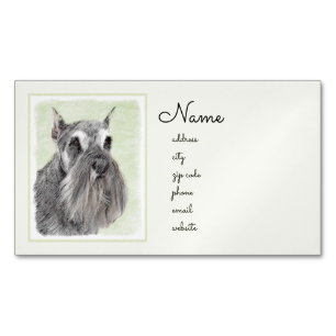 Schnauzer (Giant, Standard) Painting - Dog Art Magnetic Business Card