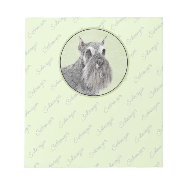Schnauzer (Giant, Standard) Painting - Dog Art Notepad (Front)