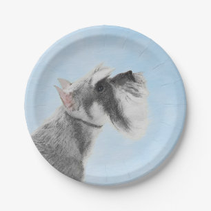 Schnauzer (Giant, Standard)  Painting - Dog Art Paper Plate