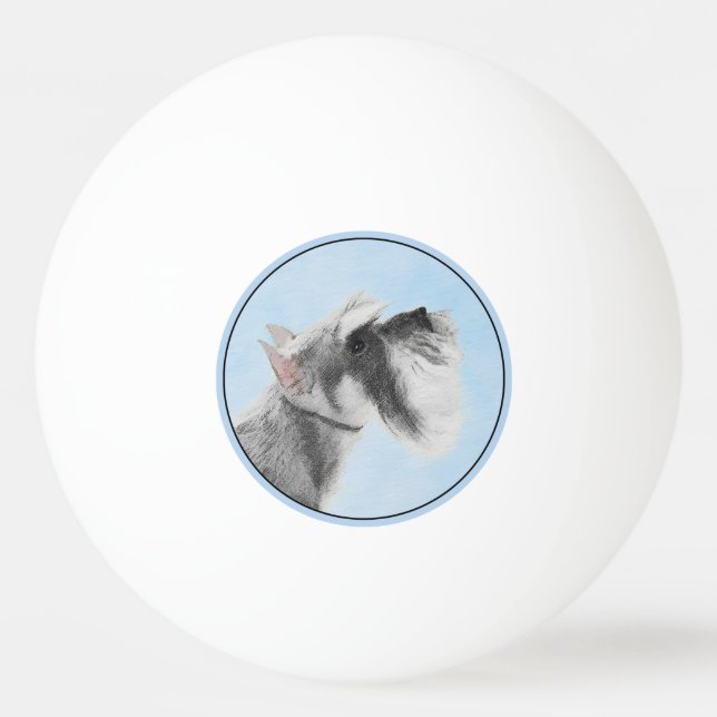 Schnauzer (Giant, Standard) Painting - Dog Art Ping Pong Ball (Front)