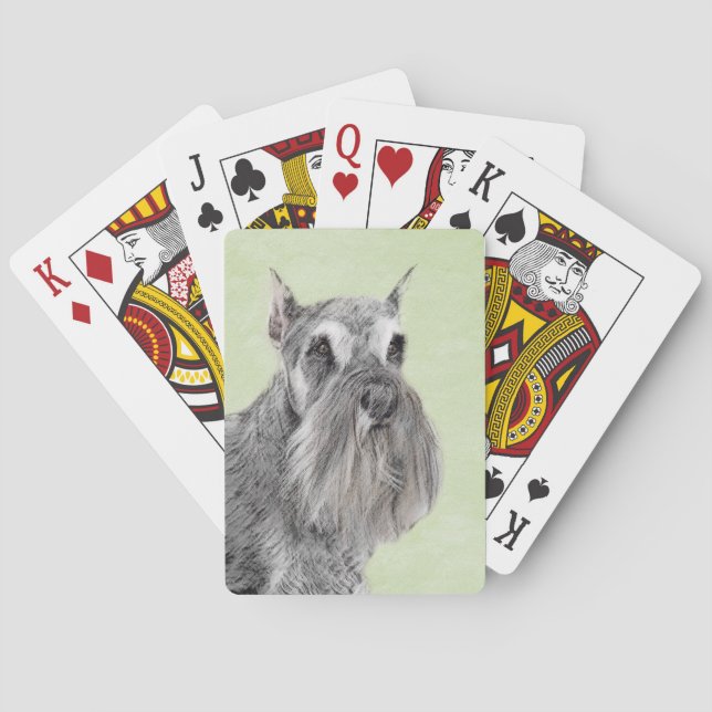 Schnauzer (Giant, Standard) Painting - Dog Art Playing Cards (Back)