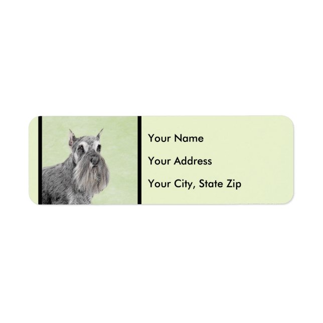 Schnauzer (Giant, Standard) Painting - Dog Art Return Address Label (Front)