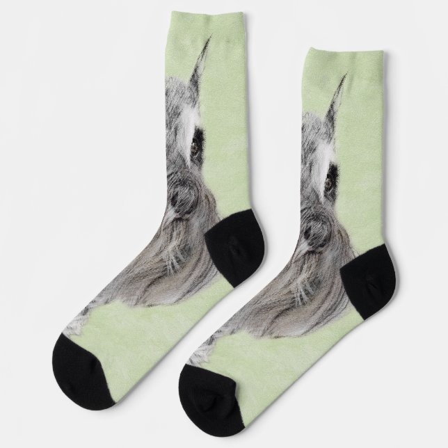 Schnauzer (Giant, Standard) Painting - Dog Art Socks (Left)