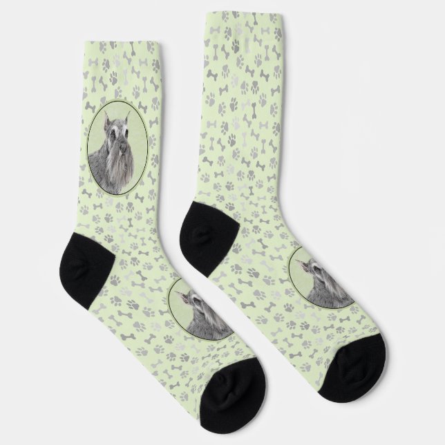 Schnauzer (Giant, Standard) Painting - Dog Art Socks (Right)