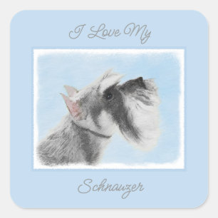 Schnauzer (Giant, Standard) Painting - Dog Art Squ Square Sticker