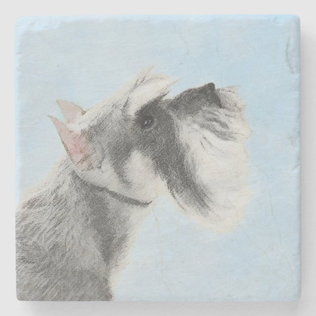 Schnauzer (Giant, Standard) Painting - Dog Art Stone Coaster (Front)