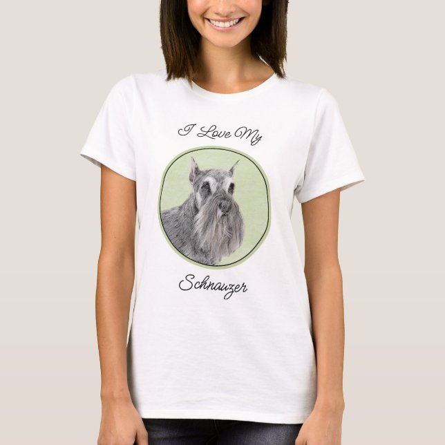Schnauzer (Giant, Standard) Painting - Dog Art T-Shirt (Front)