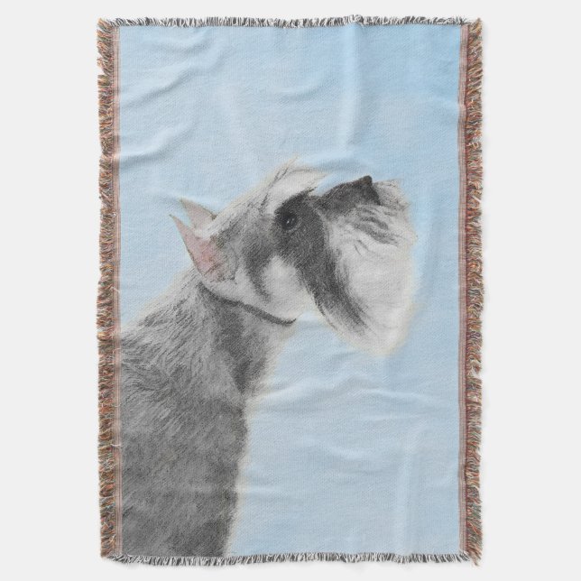 Schnauzer (Giant, Standard)  Painting - Dog Art Throw Blanket (Front Vertical)