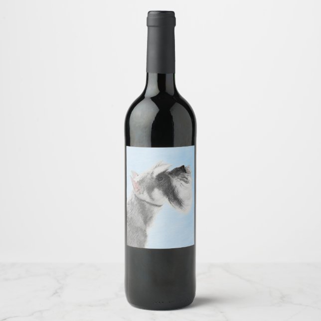 Schnauzer (Giant, Standard) Painting - Dog Art Wine Label (Front)