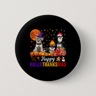 Schnauzer Hallothanksmas Halloween Thanksgiving Xm 6 Cm Round Badge
