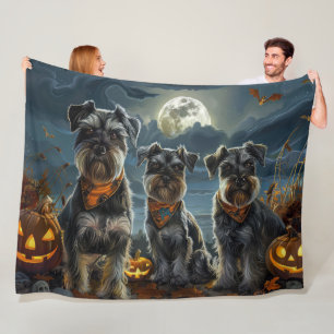 Schnauzer Halloween Spooky  Fleece Blanket
