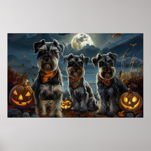 Schnauzer Halloween Spooky  Poster (Front)