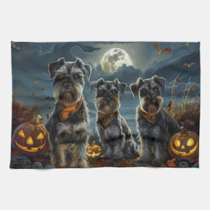 Schnauzer Halloween Spooky  Tea Towel