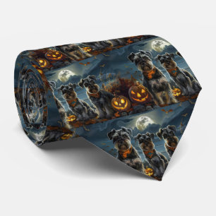 Schnauzer Halloween Spooky Tie