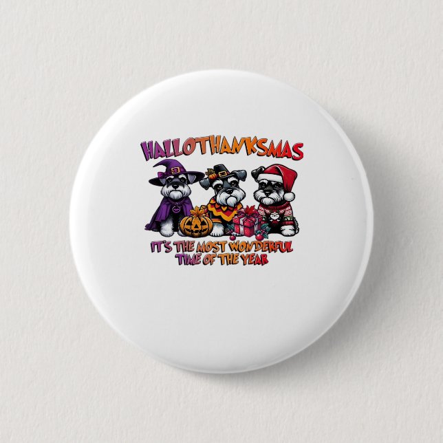 Schnauzer Halloween Thanksgiving Christmas Classic 6 Cm Round Badge (Front)