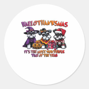 Schnauzer Halloween Thanksgiving Christmas Classic Classic Round Sticker