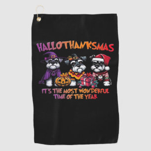 Schnauzer Halloween Thanksgiving Christmas Classic Golf Towel
