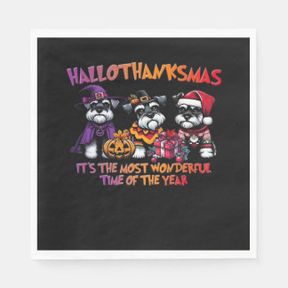 Schnauzer Halloween Thanksgiving Christmas Classic Napkin