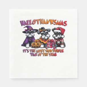 Schnauzer Halloween Thanksgiving Christmas Classic Napkin