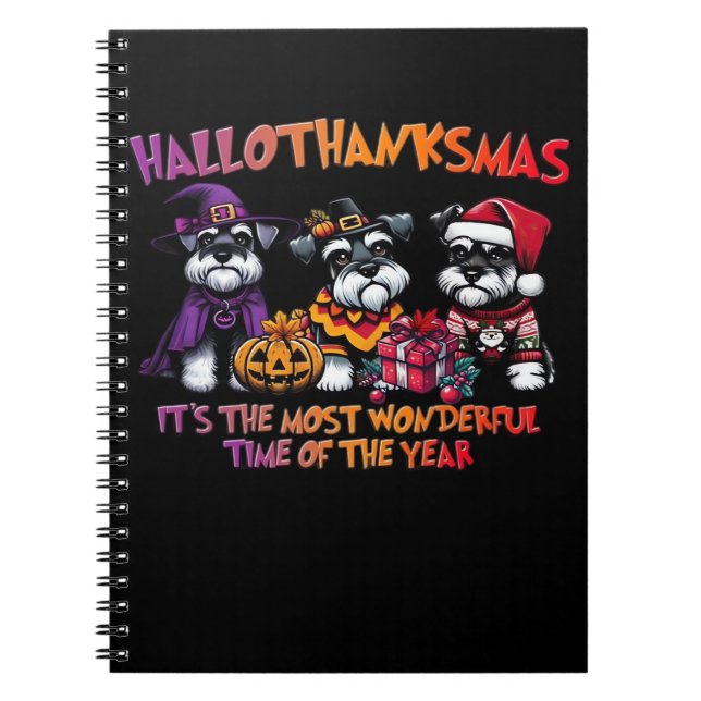 Schnauzer Halloween Thanksgiving Christmas Classic Notebook (Front)