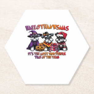 Schnauzer Halloween Thanksgiving Christmas Classic Paper Coaster