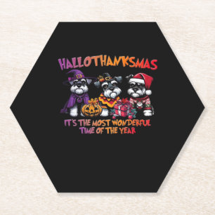 Schnauzer Halloween Thanksgiving Christmas Classic Paper Coaster