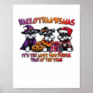 Schnauzer Halloween Thanksgiving Christmas Classic Poster