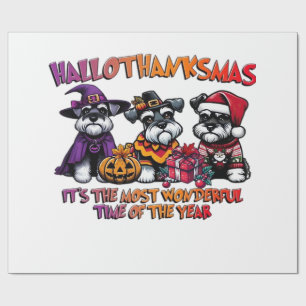 Schnauzer Halloween Thanksgiving Christmas Classic Wrapping Paper