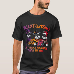Schnauzer Halloween Thanksgiving Christmas Men  T-Shirt