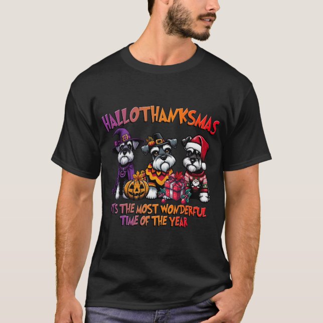 Schnauzer Halloween Thanksgiving Christmas Men  T-Shirt (Front)