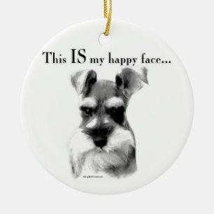 Schnauzer Happy Face Ceramic Ornament
