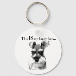 Schnauzer Happy Face Key Ring