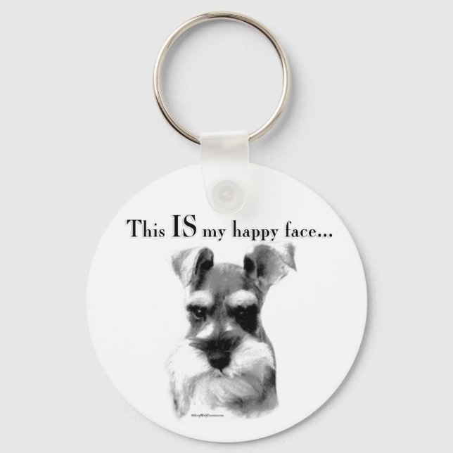 Schnauzer Happy Face Key Ring (Front)