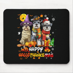 Schnauzer Happy Hallothanksmas Dog Lover Christmas Mouse Pad