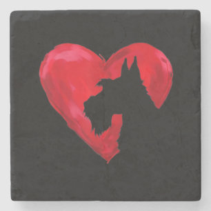 Schnauzer Heart Silhouette Valentines Day Dog Love Stone Coaster